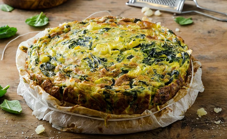 frittata di porri e spinaci